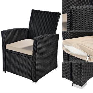 Gartensessel Rattansessel Stuhl aus Polyrattan Schwarz & ver. Sets Balkon 1 Stk