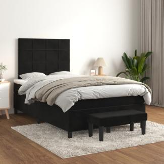 vidaXL Boxspringbett mit Matratze Schwarz 120x200 cm Samt 3137835