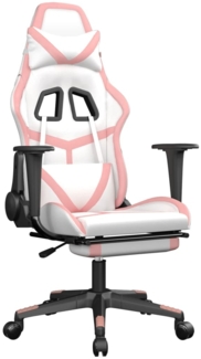 vidaXL Gaming-Stuhl mit Massage & Fußstütze Weiß & Rosa Kunstleder 345442
