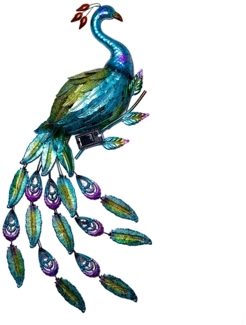 LED Wandelampe, Solarleuchte, Pfau, bunt, Höhe 92 cm