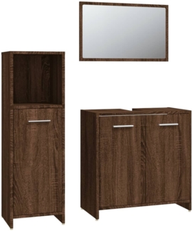 vidaXL 3-tlg. Badmöbel-Set Braun Eichen-Optik Holzwerkstoff 3154408