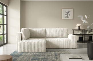 Ecksofa mit Schlaffunktion NATALIA XL in Stoff Tilia Creme Ottomane Links