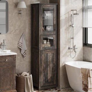 GarveeMore Hochschrank 170cm Badezimmerschrank - Badschrank Hochschrank mit Türen
