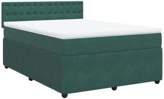 vidaXL Boxspringbett mit Matratze Dunkelgrün 160x200 cm Samt 3287797