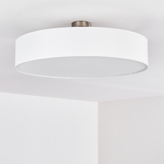 hofstein Deckenleuchte »Mels« runde Deckenlampe mit Lampenschirm aus Stoff in Weiß, ohne Leuchtmittel, Ø60cm, LED-fähig, 3xE27, 40 Watt, Retro-Design