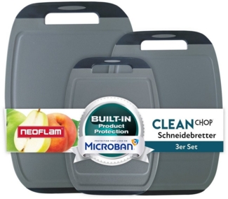 NEOFLAM® Schneidebrett BiJu Antibakterielles Schneidebrettset, 3tlg. - Grau/Schwarz, Kunststoff (PP), (3-St)