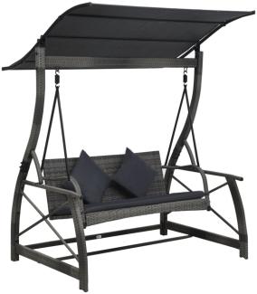 vidaXL Hollywoodschaukel 3-Sitzer mit Dach Poly Rattan Grau 49229