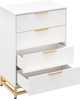 GarveeMore Kommode mit 4 Schubladen für das Schlafzimmer, Holzkommode mit goldenen Griffen,92x60.5x40cm