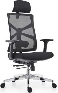 Ergonomischer Bürostuhl mit Adaptiver Rückenlehne, 4D Armlehnen, Schwarz