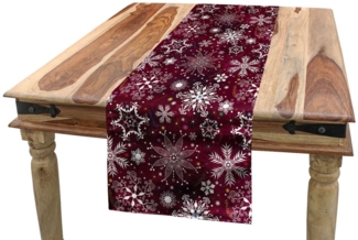 Abakuhaus Tischläufer Esszimmer Küche Rechteckiger Dekorativer Tischläufer, Schneeflocke Weihnachten
