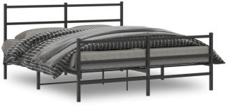 vidaXL Bettgestell mit Kopf- und Fußteil Metall Schwarz 150x200 cm 355385