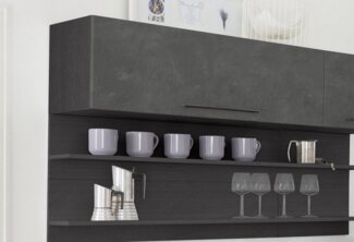 KOCHSTATION Klapphängeschrank KS-Tulsa 110 cm breit, mit 1 Klappe, schwarzer Metallgriff, MDF Front
