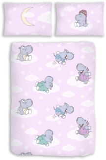 HTI-Living Hippo flieder Renforcé Bettwäsche 2-teilig 100/135 cm