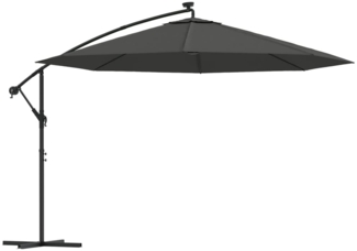 vidaXL Ampelschirm mit LED-Beleuchtung und Metall-Mast 350cm Anthrazit 44525