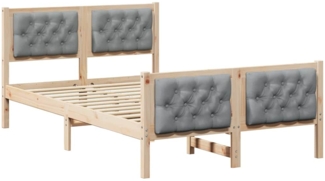 vidaXL Bettrahmen Hellgrau 120 x 190 cm Massives Kiefernholz 878414