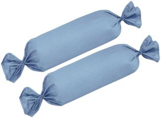 BettwarenShop Single Jersey Kissenbezug Ulm 2er Pack|15x40 cm für Nackenrollen| stahlblau