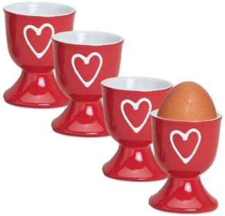 matches21 HOME & HOBBY Eierbecher, (4-tlg), Runde Keramik Ei-Halter als lustige Frühstücks-Eier Tisch-Deko
