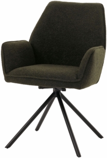 Mendler 'HWC-G67' Esszimmerstuhl mit Armlehne, drehbar mit Auto-Position, Olivgrün, Schwarz