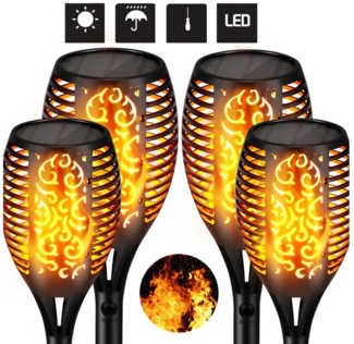 LETGOSPT LED Solarleuchte Solarleuchten für Außen Garten, Solar Flammen Lampe mit Flammeneffekt, LED fest integriert, Warmes Licht, IP65 Wasserdicht,für Außen, Hinterhöfe, Gärten, Rasen Beleuchtung