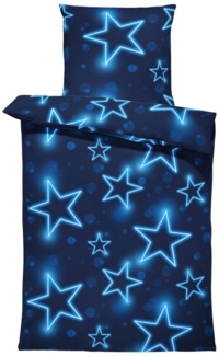 One Home Bettwäsche Sterne, Mikrofaser, 4 teilig, leuchtoptik, Normalgröße