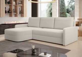 AX LIVING Ecksofa mit Schlaffunktion Nebbiolo 250 cm breit – beige Eckcouch