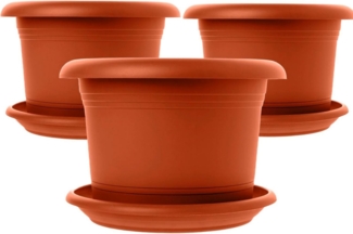 Centi Pflanzkübel Terracotta-Blumentopf Groß mit Untersetzer (3er-Set), XXL: 50 cm Pflanzkübel