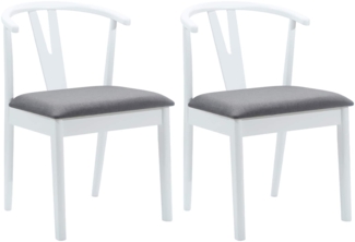 vidaXL Esszimmerstuhl 2 pcs Weiß und Grau Massives Gummiholz 42020406