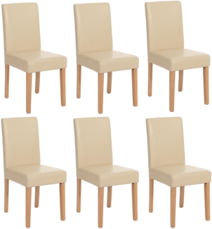 6er-Set Esszimmerstuhl 'Littau' Leder, creme, helle Beine