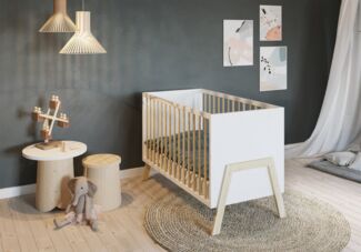 FabiMax Babybett Lunara 120x60 cm, 3-fach höhenverstellbarer Lattenrost, Umbaubar zum Juniorbett