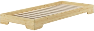 Extra niedriges stabiles Teenagerbett in kompakter Form 80x190 Massivholz Kiefer V-60.41-08-190Rollrost inkl.