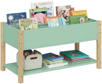 Bellabino 'Teme' Kinderbücherregal, grün, 80x40x44 cm, Montessori Kinderregal mit 4 Fächern und Ablagefläche