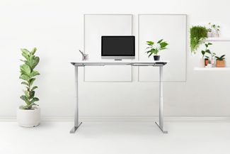 Schreibtisch elektrisch höhenverstellbar REC 120x60cm, Tischplatte Weiss mit Gestell Silber