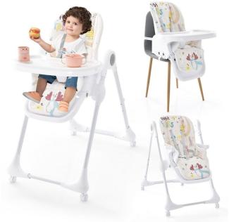 COSTWAY Hochstuhl, 3in1 klappbarer Babyhochstuhl, 7-stufiger Höhen, verstellbar