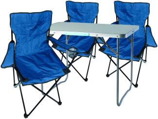 4-teiliges Campingmöbel Set Blau Tisch Campingstühle/Anglerstühle Blau