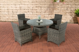 CLP Polyrattan Sitzgruppe Pinella 5mm,grau-meliert terrabraun