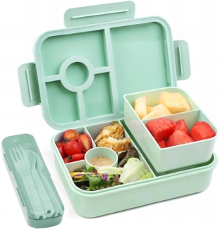 Bugucat Brotdose Kinder 5 Fächer 1300ML Lunchbox Auslaufsicher Bento Box Besteck
