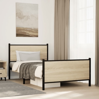 vidaXL Metallbett ohne Matratze Sonoma-Eiche 100x190 cm 4007728