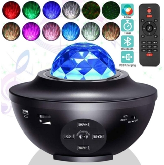 Sunicol LED-Sternenhimmel Galaxy Projektor mit Timer/Fernbedienung/Bluetooth Lautsprecher, Musik Starry Stern Nachtlicht, 21 Lichtmodi, für Schlafzimmer und Deko