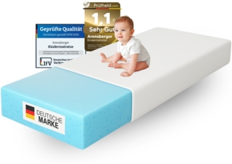 Arensberger Kindermatratze Babymatratze NORA | 70x140cm | Bezug waschbar & abnehmbar | punktelastischer Gelschaum | Jugendmatratze, allergikerfreundlich premium Bezug