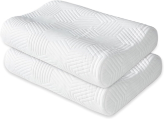 LAMB Höheneinstellbares Memory Foam Nackenstützkissen,Polyester weiß, 50x36 cm, 2 Stück