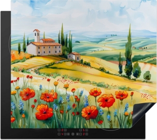 MuchoWow Herd-Abdeckplatte Blumen - Landschaft - Natur - Malansicht, Vinyl, (1 tlg), Küche Herdabdeckung Ceranfeld Induktionsfeld Vinyl, 60x60 cm