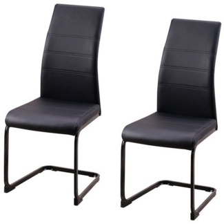 HTI-Living Freischwinger Schwingstuhl SallyP PU Schwarz (Set, 2 St), Freischwinger Esszimmerstuhl Kunstleder