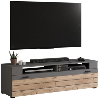 Newroom Lowboard Lianne, TV Lowboard Grau Eiche Modern TV Schrank Fernsehtisch Wohnzimmer