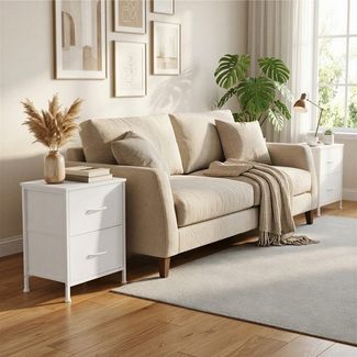 SONGMICS Nachttisch 2er Set, 2 Schubladen, für Schlafzimmer, Flur, Wohnzimmer, weiß