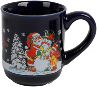 BURI 1x Weihnachtsbecher 200ml mit Griff Kaffeebecher Kaffeetasse Glühweinbecher Keramikbecher Weihnachtsdeko Weihnachtsgeschenk