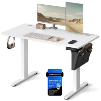 Songmics Höhenverstellbarer Schreibtisch elektrisch, 60x120 x (72-120) cm, Verstellbarer Tisch, Memory-Funktion für 4 Höhen, für Homeoffice, Arbeitszimmer, wolkenweiß