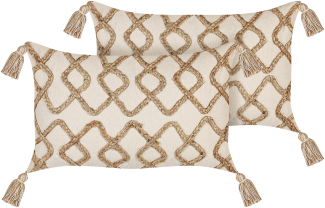 Kissen 2er Set INCANA Bouclé 30 x 50 cm Geometrisches Muster Beige