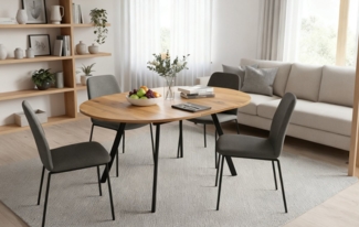 B&D home Esstisch TILL, Metallgestell schwarz oder weiß, ausziehbar 120-160cm, 4-6 Personen