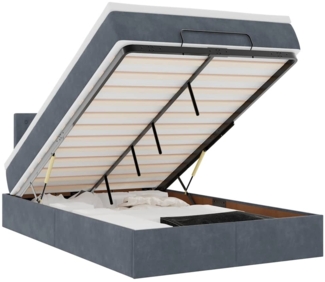 vidaXL Ottomane Bett mit Matratze & LEDs Dunkelgrau 120x190 cm Samt 3312753