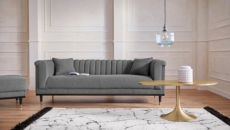Guido Maria Kretschmer Home&Living 3-Sitzer Chamby New, im Bouclé-Strukturbezug mit Steppung im Lehnenbereich